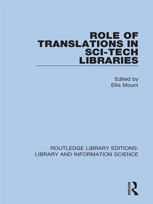 cover image of Role of Translations in Sci-Tech Libraries